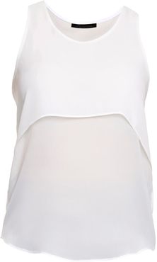 Off White Layered Chiffon Top Recycled Polyester