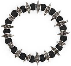 Lava Beads Oxidized Sterling Silver Spiky Bracelet