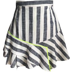 Flirty Striped Mini Ruffle Skirt