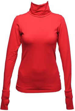 Non349 Red Turtleneck Top With Thumb Hole