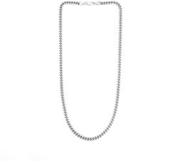 5Mm Miami Curb Chain Rhodium Finish Necklace - Short