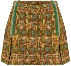 Green Yellow Wool Skirt With Velvet Bands