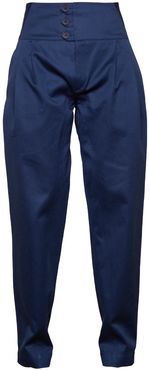 High Waist Trousers Navy Blue