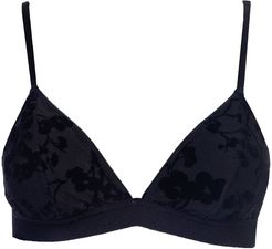 Padded Bralette in flock - Black