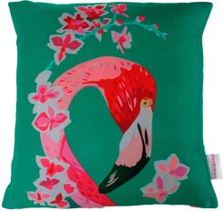 Pink Flamingos & Flowers Silk Cushion