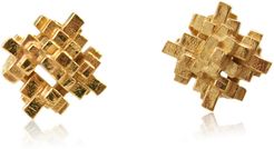 Tetris Square Earrings Gold