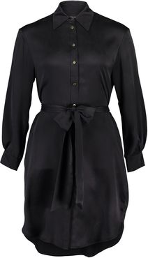 Carte Blanche 100% Sandwashed Silk Black Shirt Dress