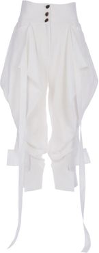 White Linen Atlas Trousers