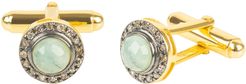 Diamond Gemstone Cufflink Emerald Gold