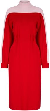 Two Colored Jersey Dress - Red