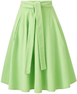 Eadie Circle A-Line Pocket Midi Skirt In Green