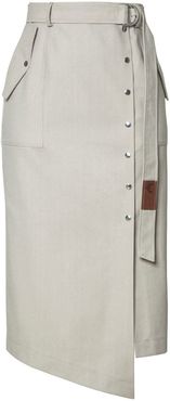 Sue Belted Pencil Skirt In Almond Milk