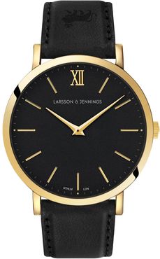 Lugano Leather 40Mm Gold & Black