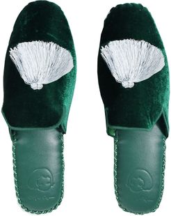 Handmade Velvet Slippers - Dark Green