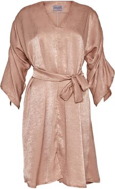 Maxine Satin Dress With Ruffle Sleeve In Oyster