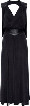 Olivia Long Black Knit & Leather Maxi Dress