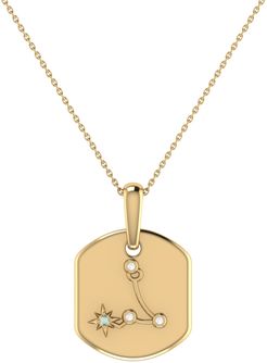 Pisces Two Fish Constellation Tag Pendant Necklace In 14 Kt Yellow Gold Vermeil