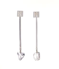The M Convertible Silver Earrings With Clear Quartz Stone
