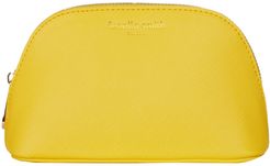 Yellow Vegan Leather Oyster Cosmetic Case