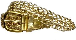 Chain & Faux Leather Belt In Gold