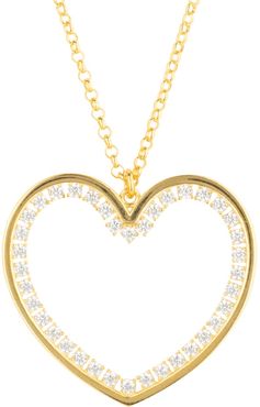 Heart Large Pendant Drop Necklace Gold