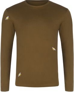 Bee Embroidered Long Sleeved Top Khaki Green Men