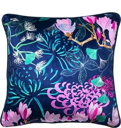 Emerald Midnight Florals Velvet Cushion