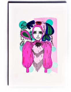Neon Line Lady Limited Edition Screen Print