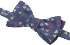 Navy Birch Printed Linen Butterfly Bow Tie
