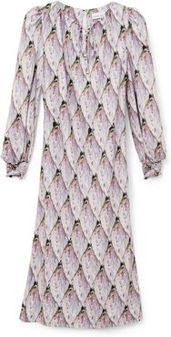 Jojo Midaxi Dress With Puff Sleeve In Tiled Protea Bud