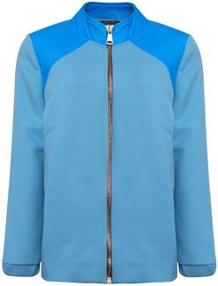 Luna Wool & Leather Bomber Jacket - Blue