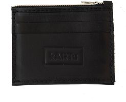 Natural Leather Card/Coin Case "Thyme" Black