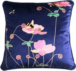 Bumble Bees Midnight Blue Velvet Cushion