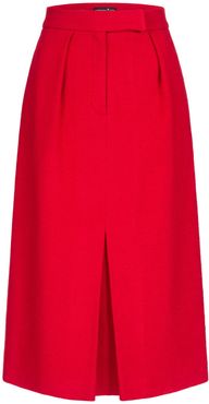 Pencil Skirt With Wool-Blend - Red