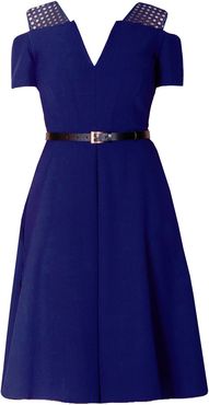 Iviron Dress Navy With Lace Contrast