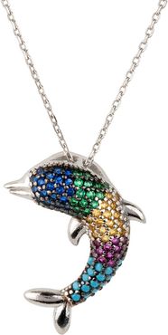 Dolphin Rainbow Pendant Necklace Silver
