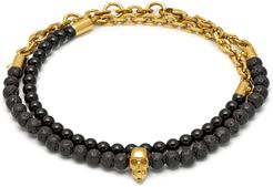 Lavastone - Black Onyx & Gold Atticus Skull Chain Bracelet