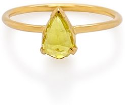 Yellow Tourmaline Pear Shape Ring In 18K Yellow Gold