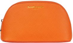 Orange Vegan Leather Oyster Cosmetic Case