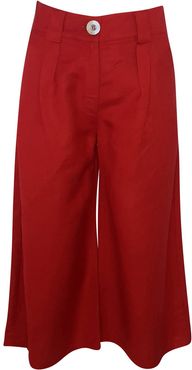 Linen-Blend Culottes Ruby Red
