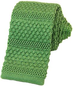 Light Green Solid Textured Striped Silk Knitted Tie