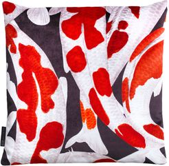 Koi I Style Two Red & White Velvet Cushion Cover