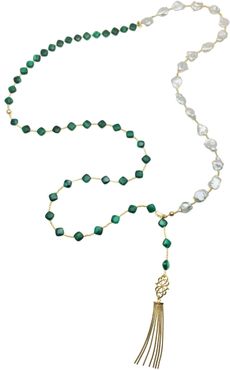Malachite & Freshwater Pearls With Tassel Y-Necklace