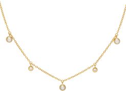 Triple Pearl Charm Necklace In Gold