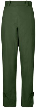 Green Button Flap Wide Leg Trousers