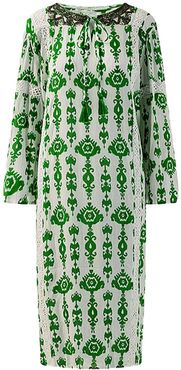 Embellished Neckline Midi Dress In Green