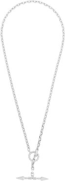 P.D.L Bold Unisex Double Edged Pendulum Chain Necklace in White Gold 925 Silver