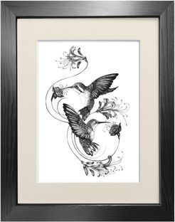 'Hummingbirds & Honeysuckle' Fine Art Print A5