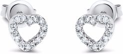 Small Heart Diamond Studs 14K White Gold