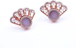 Oriental Fan Earring Studs In Lavender Jade